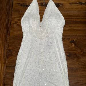 The Vintage Shop Sparkling White Backless Dress